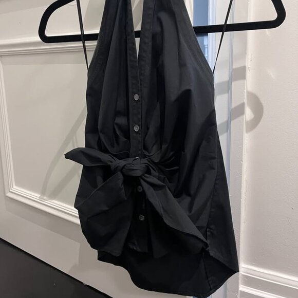 Womens Veronica Beard Black Self-Tie Sleeveless Halter Blouse - Picture 1 of 3